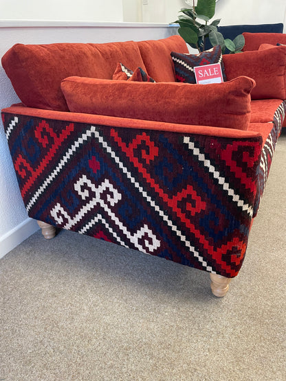 Exclusive Afghan Manchester Sofa, Chair & Glass inlay footstool