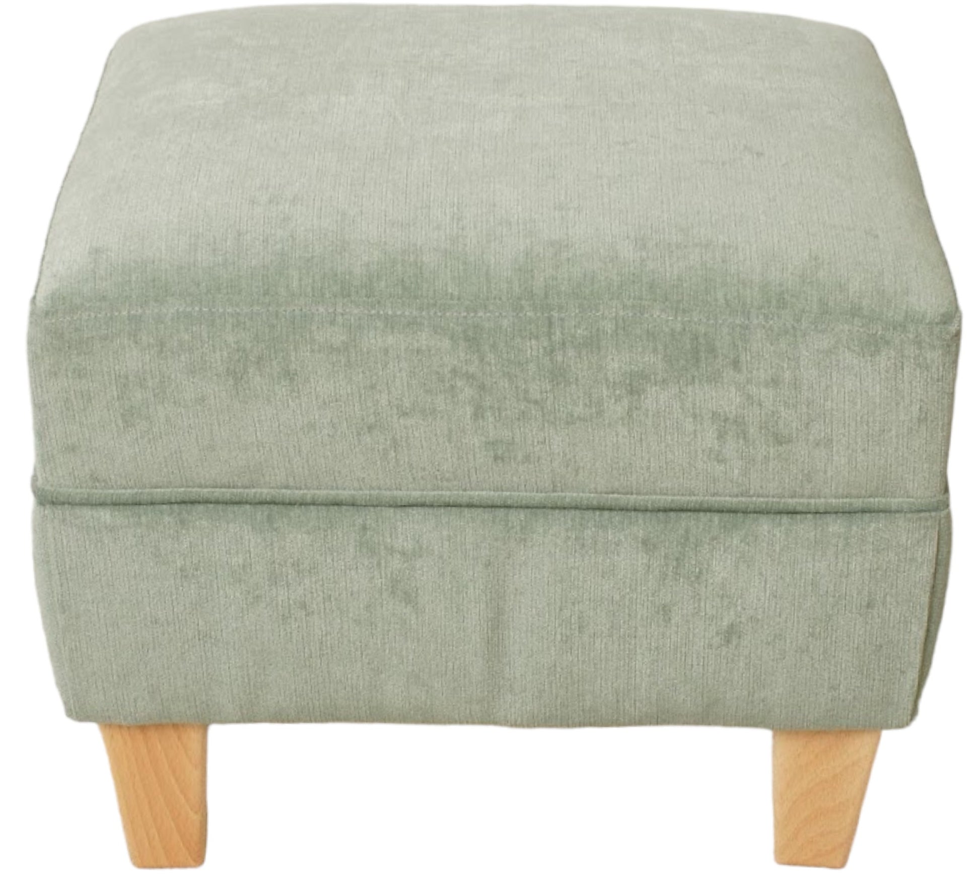 Jade Tall Oxford footstool in Chenille Velvet (H40cm) with light wood feet