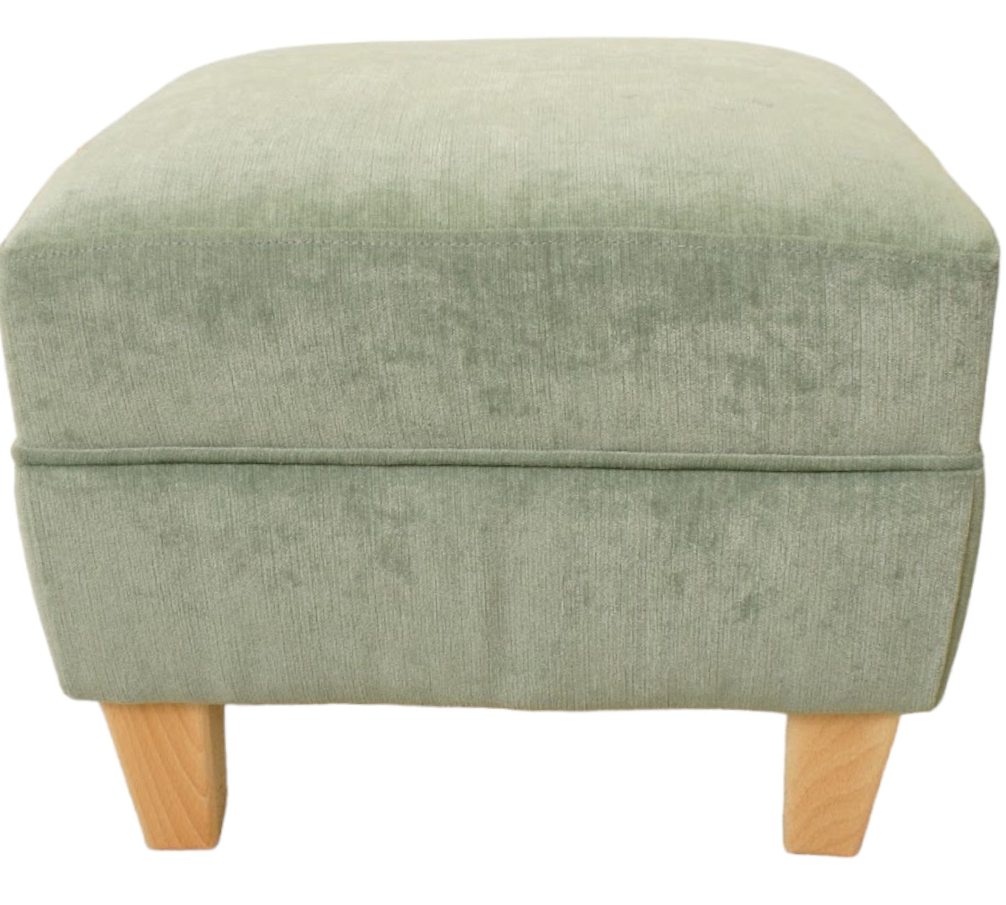 Jade Tall Oxford footstool in Chenille Velvet (H40cm) with light wood feet 