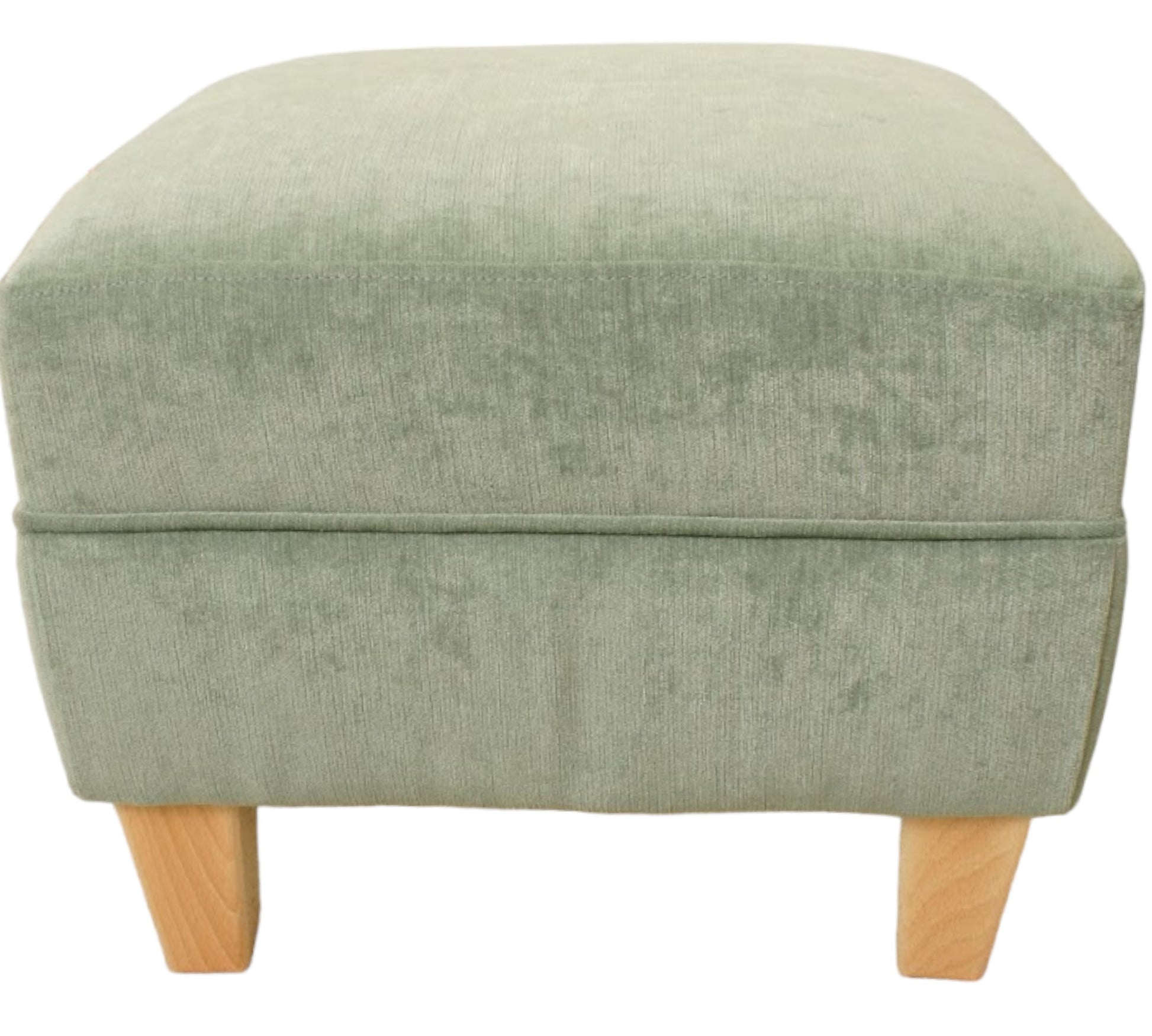 Jade Tall Oxford footstool in Chenille Velvet (H40cm) with light wood feet 