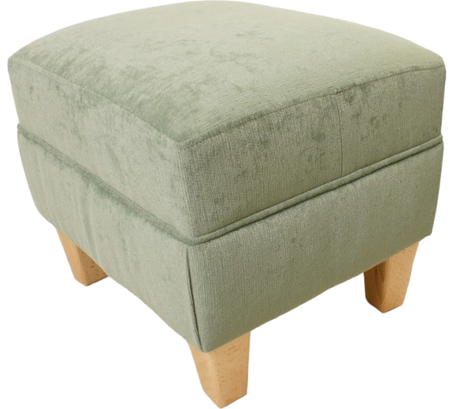 Jade Tall Oxford footstool in Chenille Velvet (H40cm) with light wood feet