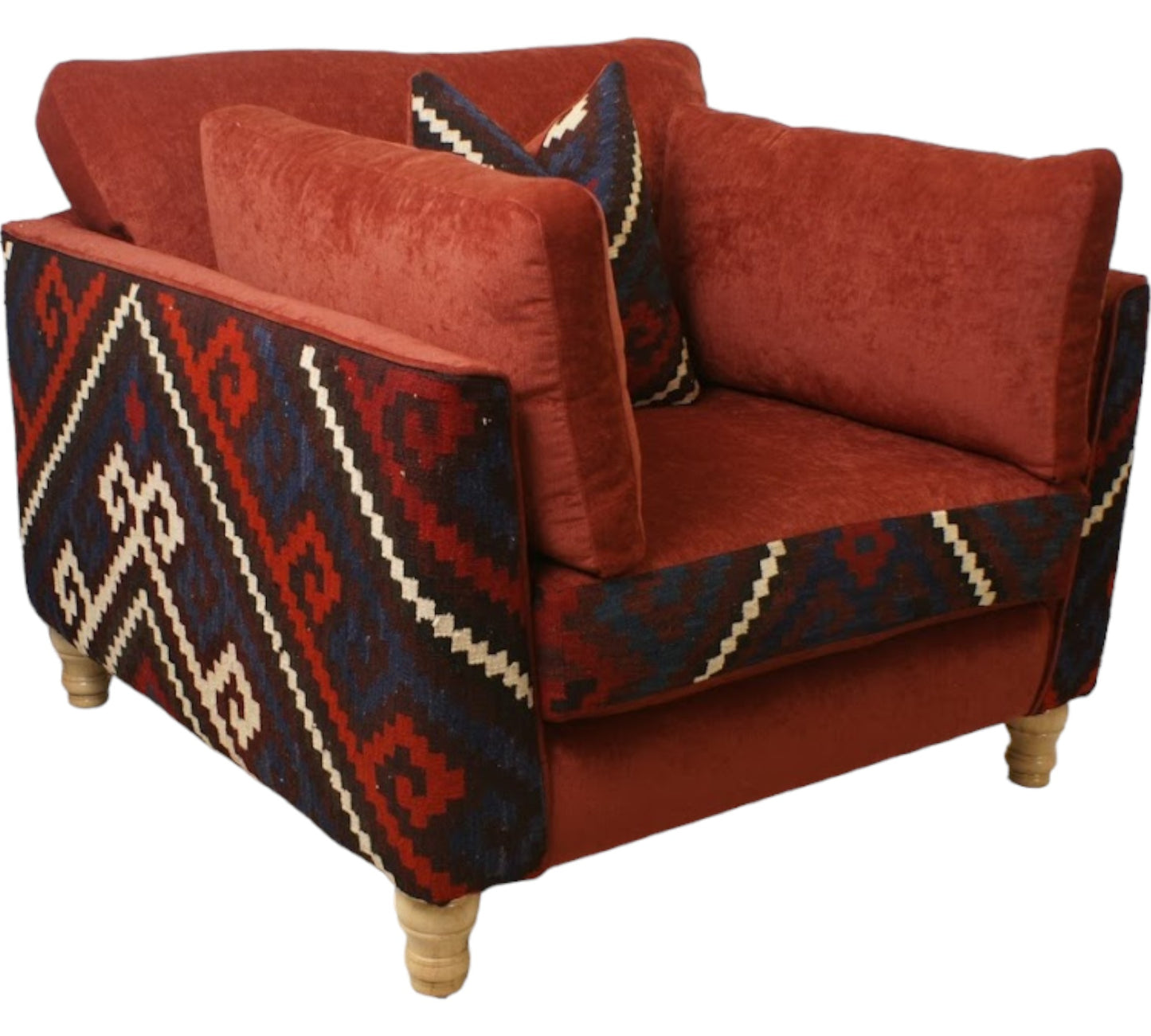 Exclusive Afghan Manchester Sofa, Chair & Glass inlay footstool