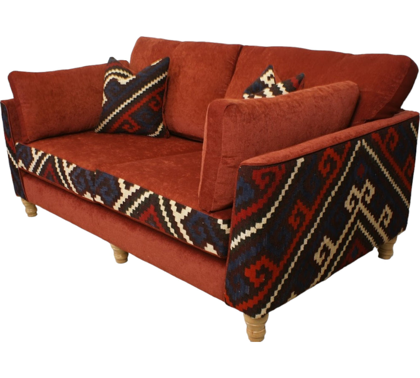 Exclusive Afghan Manchester Sofa, Chair & Glass inlay footstool