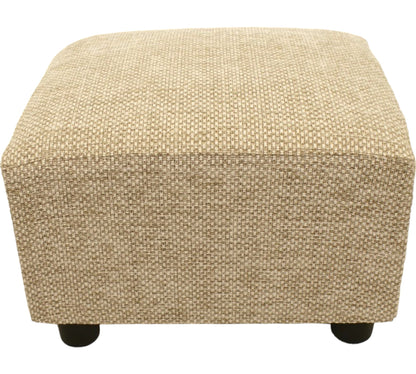 Dobby Oatmeal Beige Neutral Footstool with Black plastic feet 