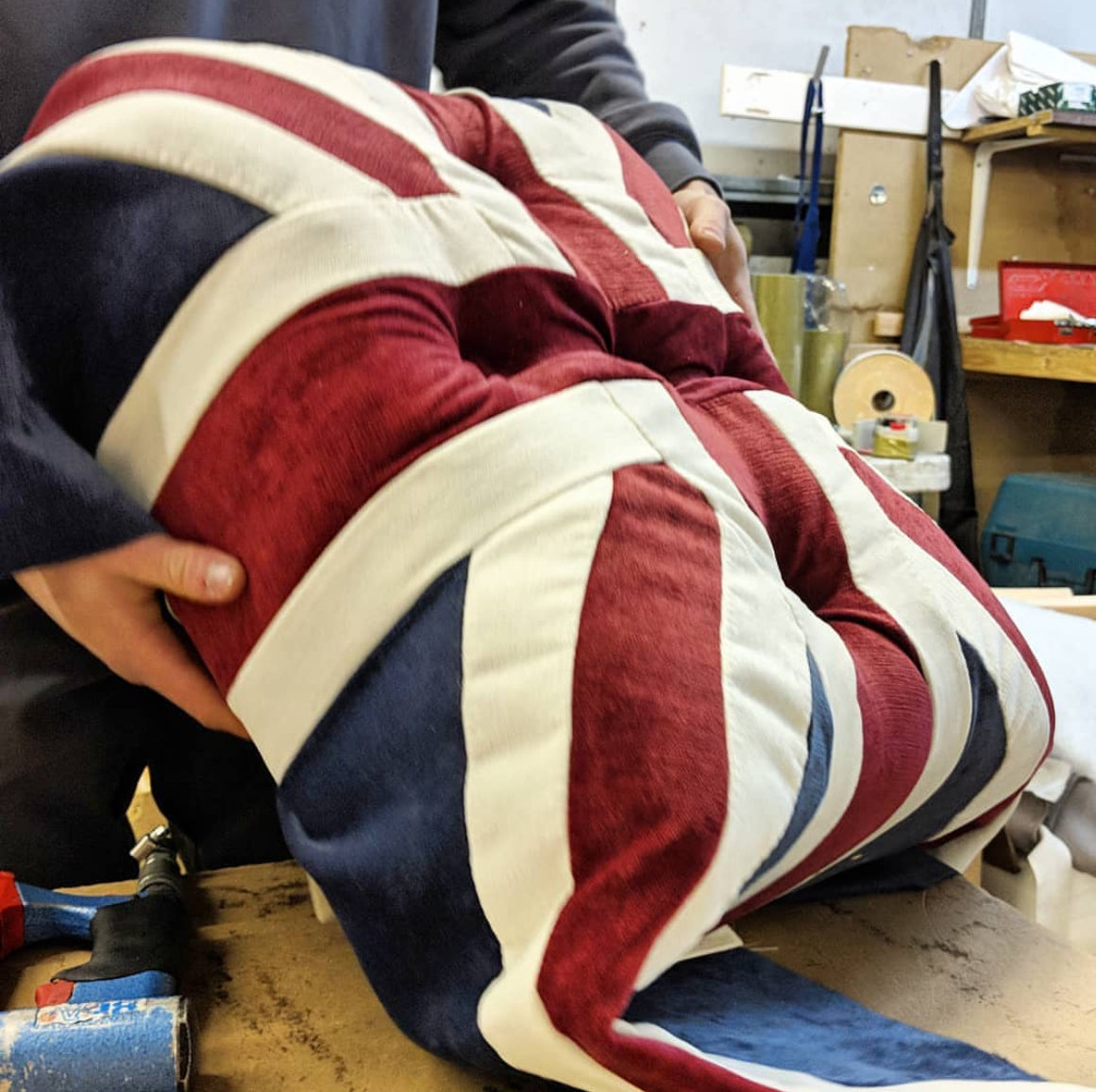 Small Grey Union Jack footstool