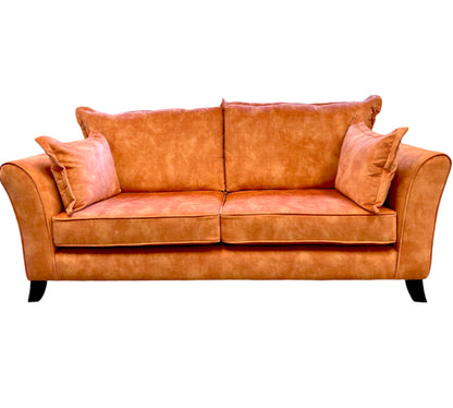 Ex Display Halifax 3 seater with Storage Footstool in Coral Velvet