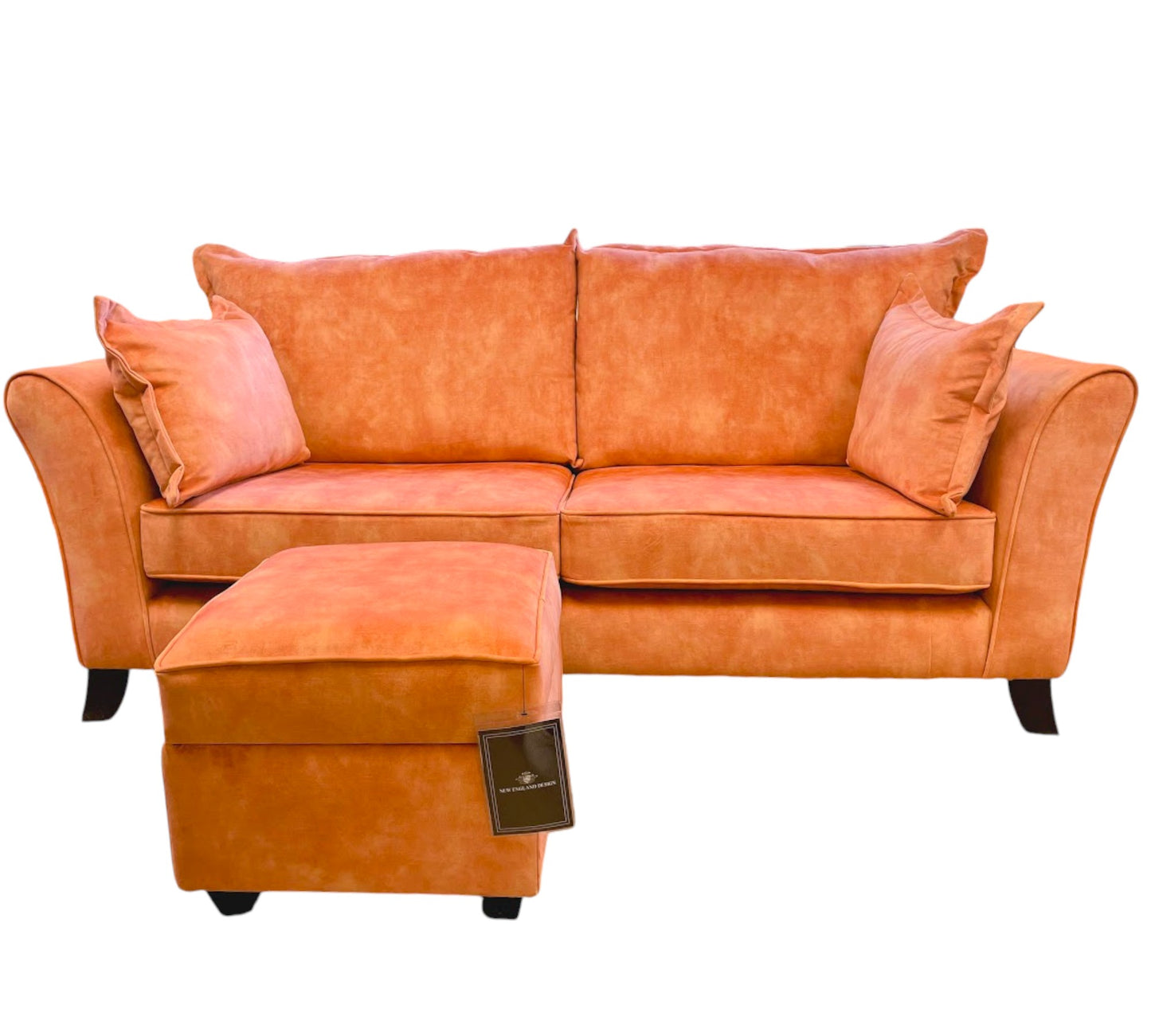 Ex Display Halifax 3 seater with Storage Footstool in Coral Velvet