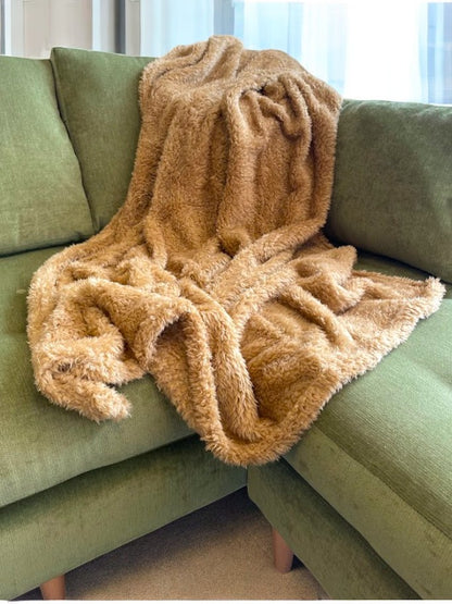 Caramel Teddy Throw/ Blanket