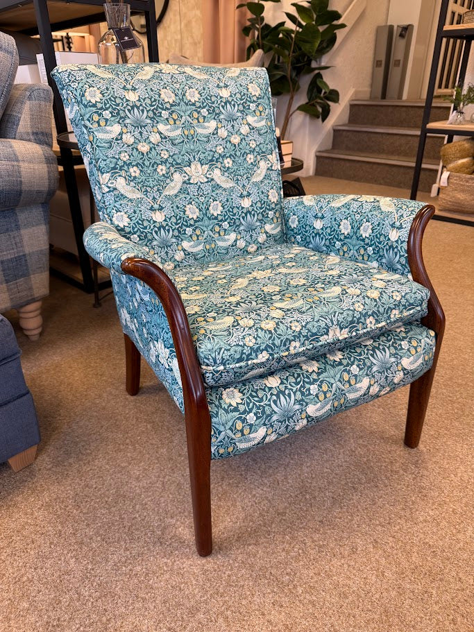 Vintage Froxfield Chair Parker Knoll Refurbished Teal Strawberry Thief