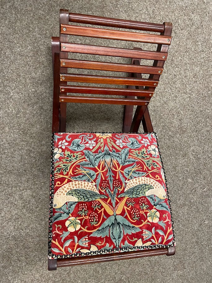 Rocking Footstool in Red velvet strawberry Thief/ Discounted due to Frame