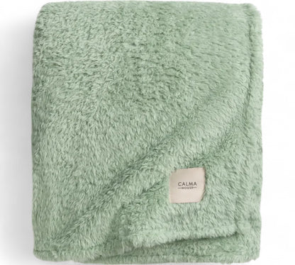 Duck Egg Green Teddy Throw/ Blanket