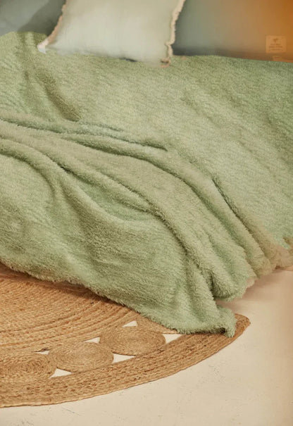 Duck Egg Green Teddy Throw/ Blanket