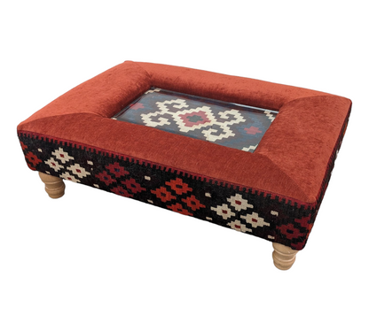 Exclusive Afghan Manchester Sofa, Chair & Glass inlay footstool