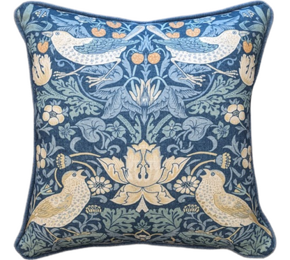 William Morris At Home x Strawberry Thief Woad Scatter cushion