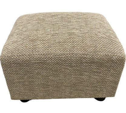 Dobby Sand Beige Neutral Footstool with Black plastic feet 