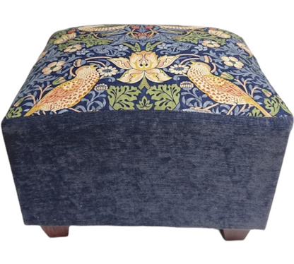 Classic footstool in Morris & co Strawberry Thief